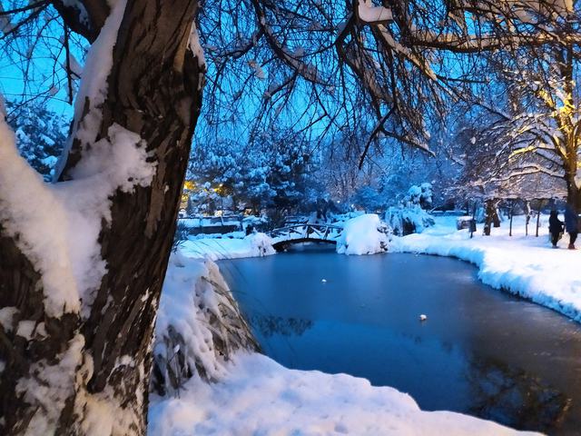 Και νυχτερινές υπέροχες φωτογραφίες της χιονισμένης Νάουσας από τον Δημ. Σπαθάκη!