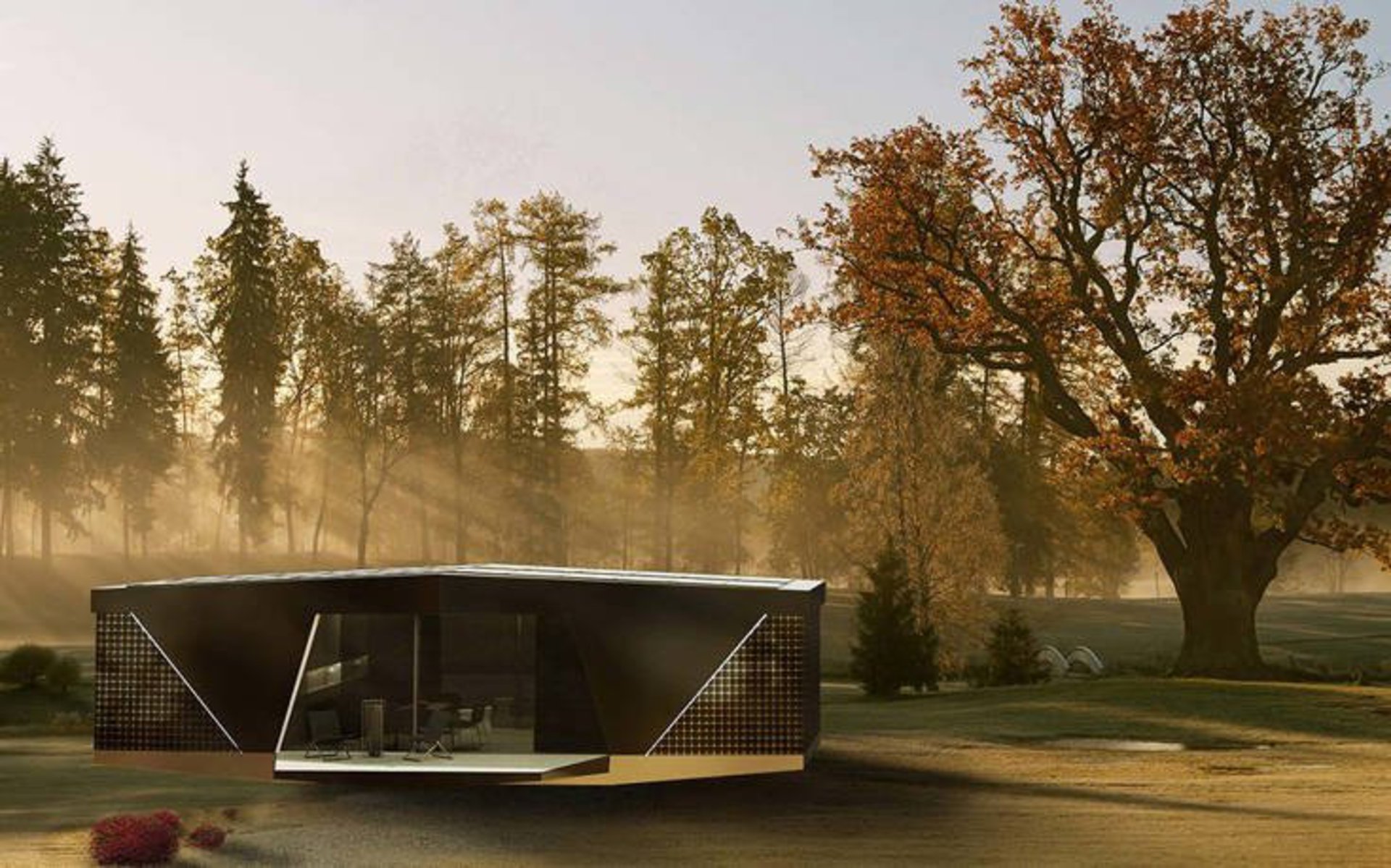 Кто придумал дом из плёнки на дереве. Кемпер грин. Небольшой футуристический дом. Зимняя поездка на каравелле. Жизнь в космосе.